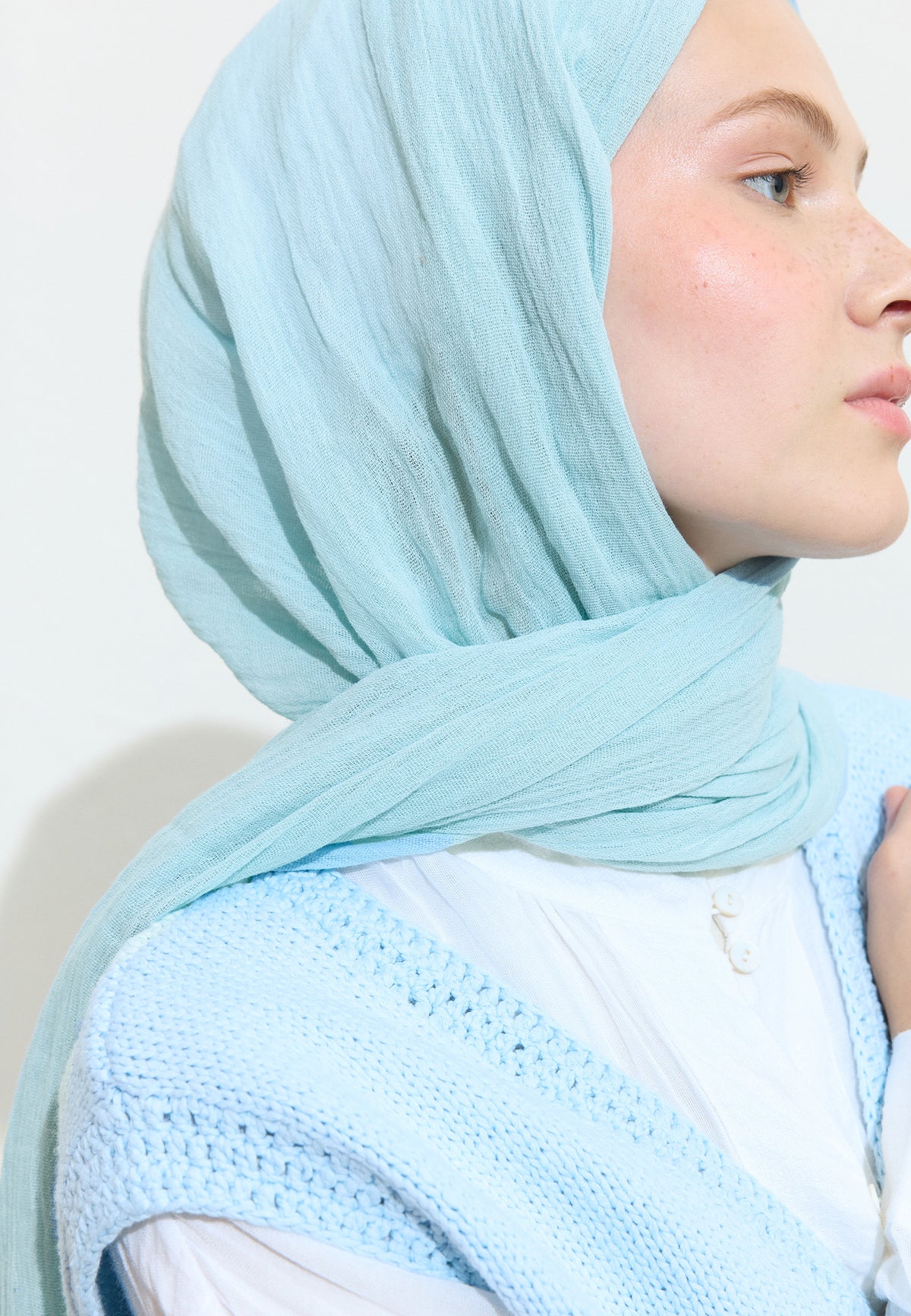 Pamuklu Keten Şal Blue Lemonade
