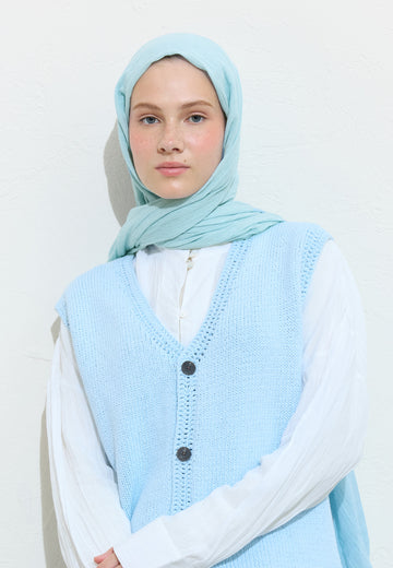 Pamuklu Keten Şal Blue Lemonade