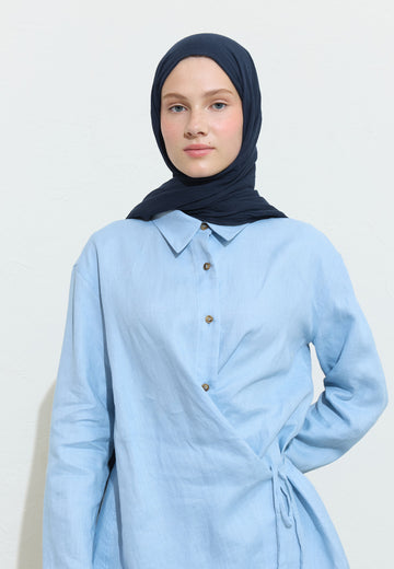 Pamuklu Keten Şal Blue Corn