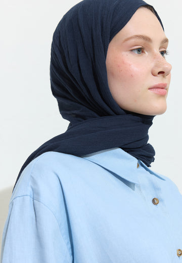 Pamuklu Keten Şal Blue Corn