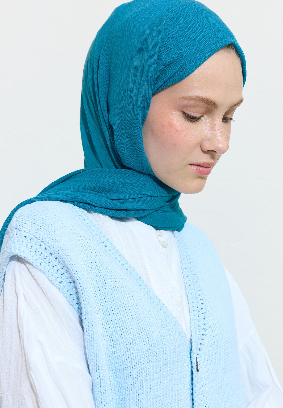 Pamuklu Keten Şal Blue Jelly