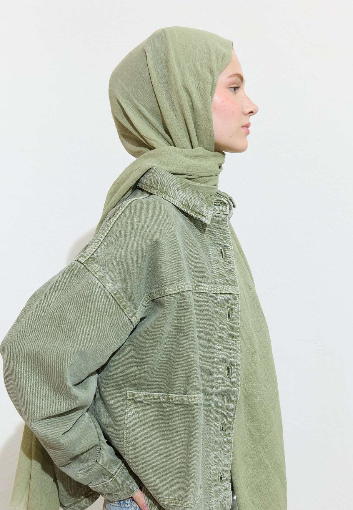 Pamuklu Keten Şal Mint Tea
