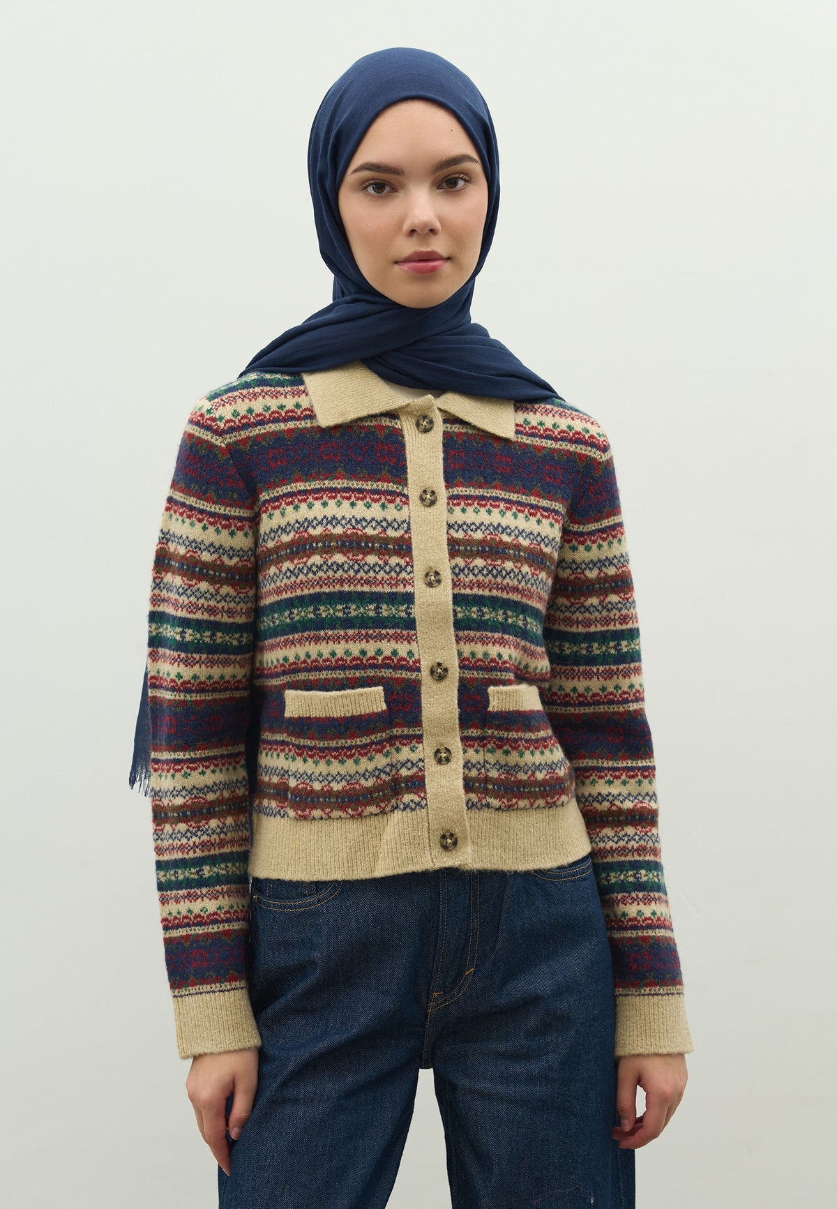 Kaşmir Dokulu Şal Lacivert