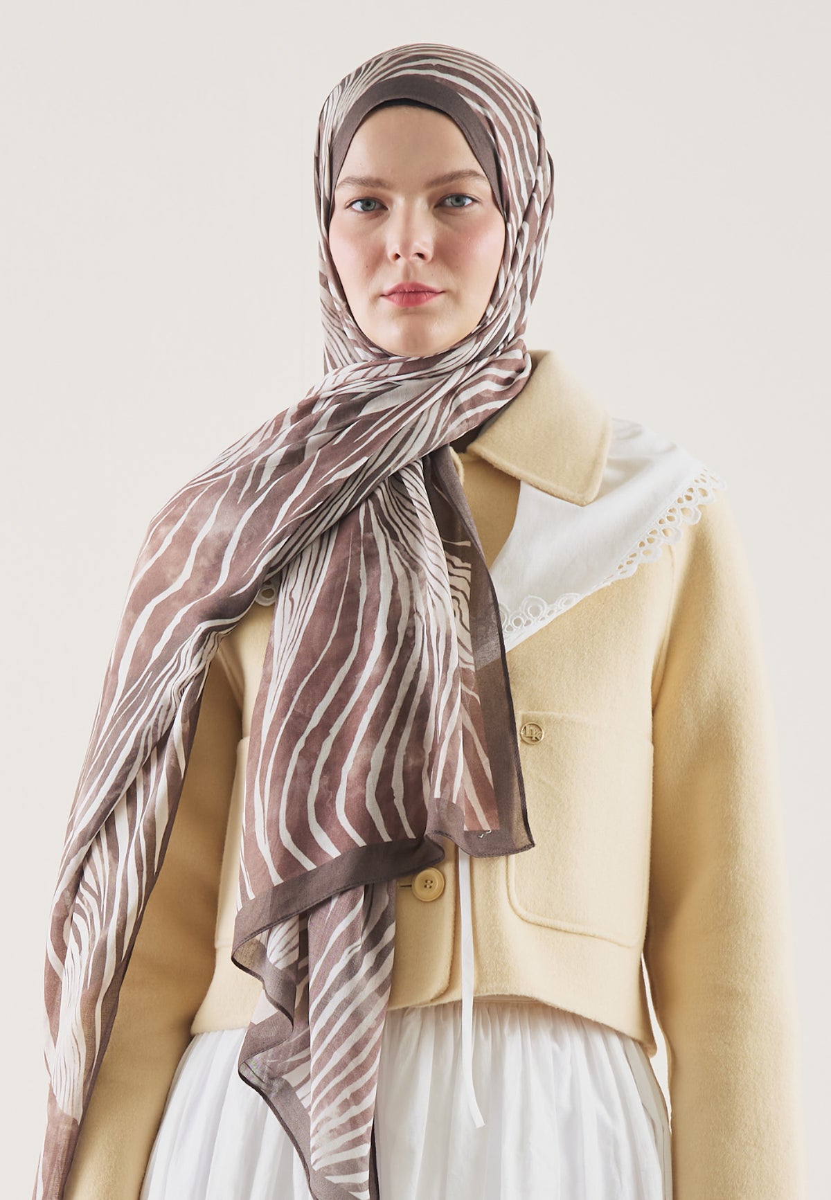 Gülkurusu Wıld Zebra Desen Rami Şal