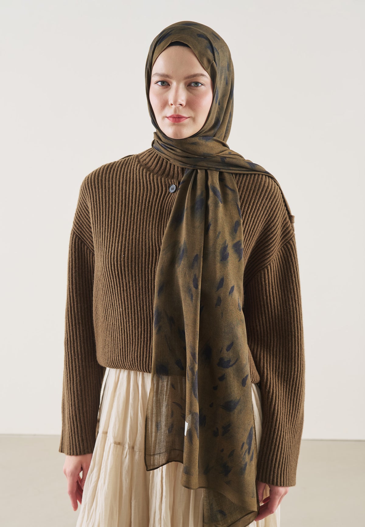 Kahve Leopard Desen Rami Şal