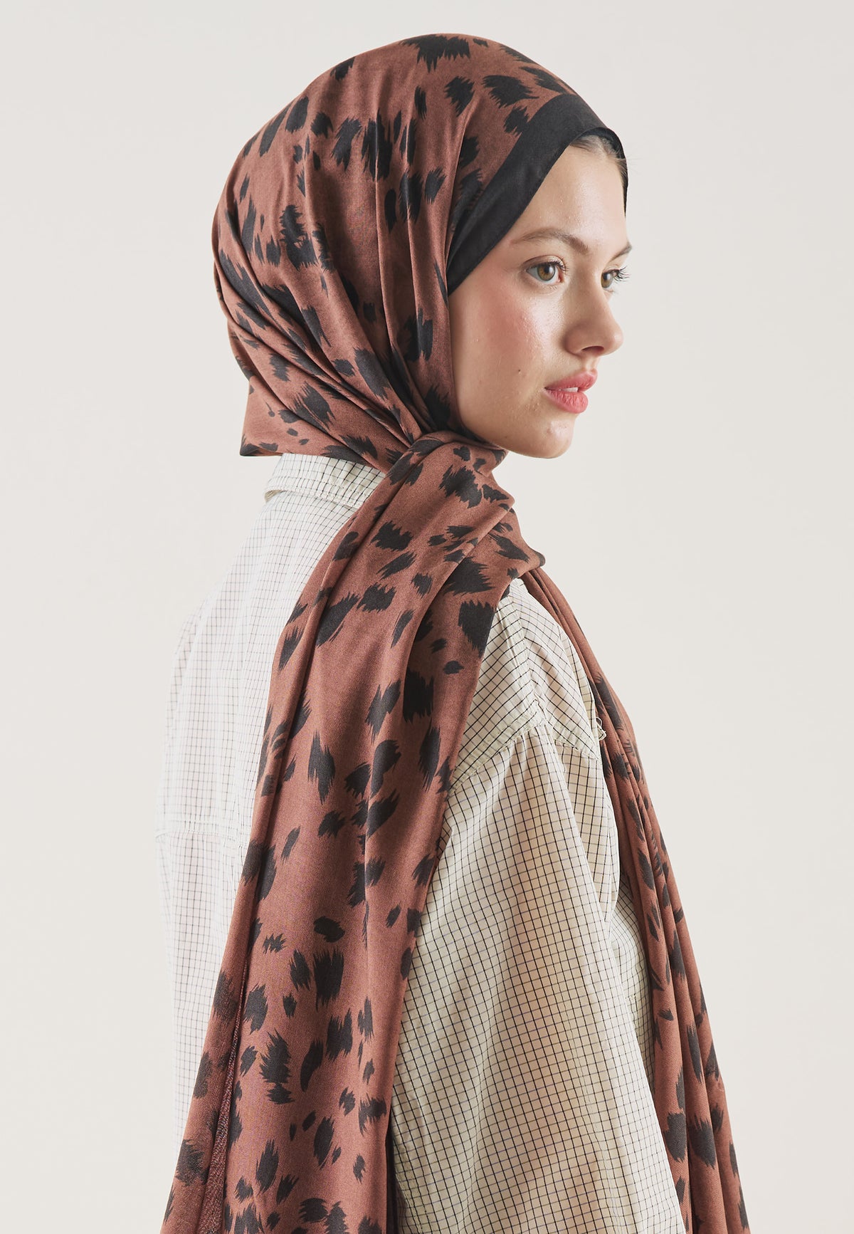 Kahve Cheetah Desen Rami Şal