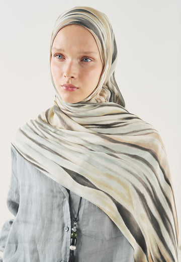 Dark Batik Desen Soft Viskon Şal Siyah