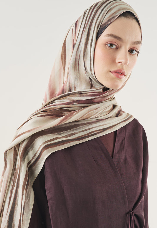 Gül Kurusu Dark Batik Desen Soft Viskon Şal