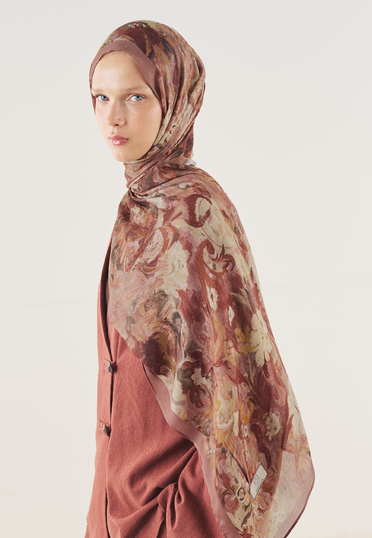 Gül Kurusu Floral Legacy Desen Soft Viskon Şal