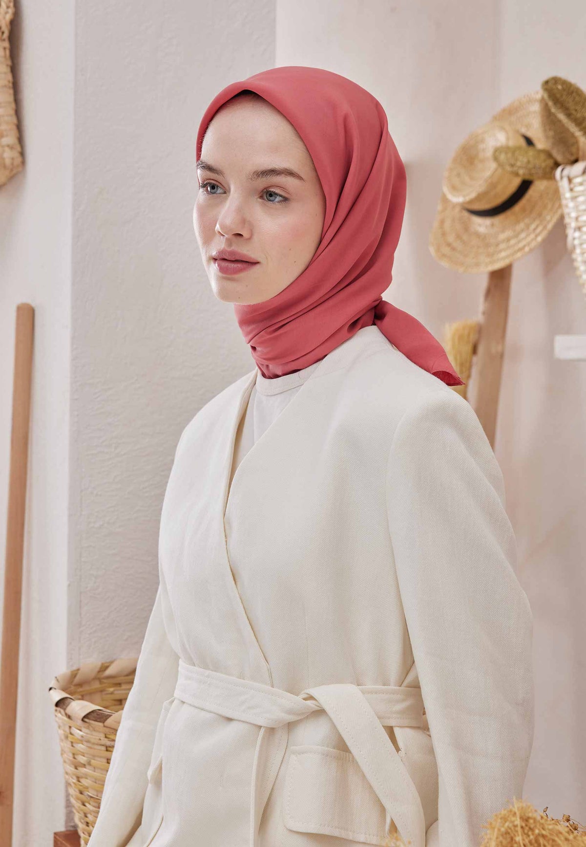 Rose Pamuk İpek Eşarp