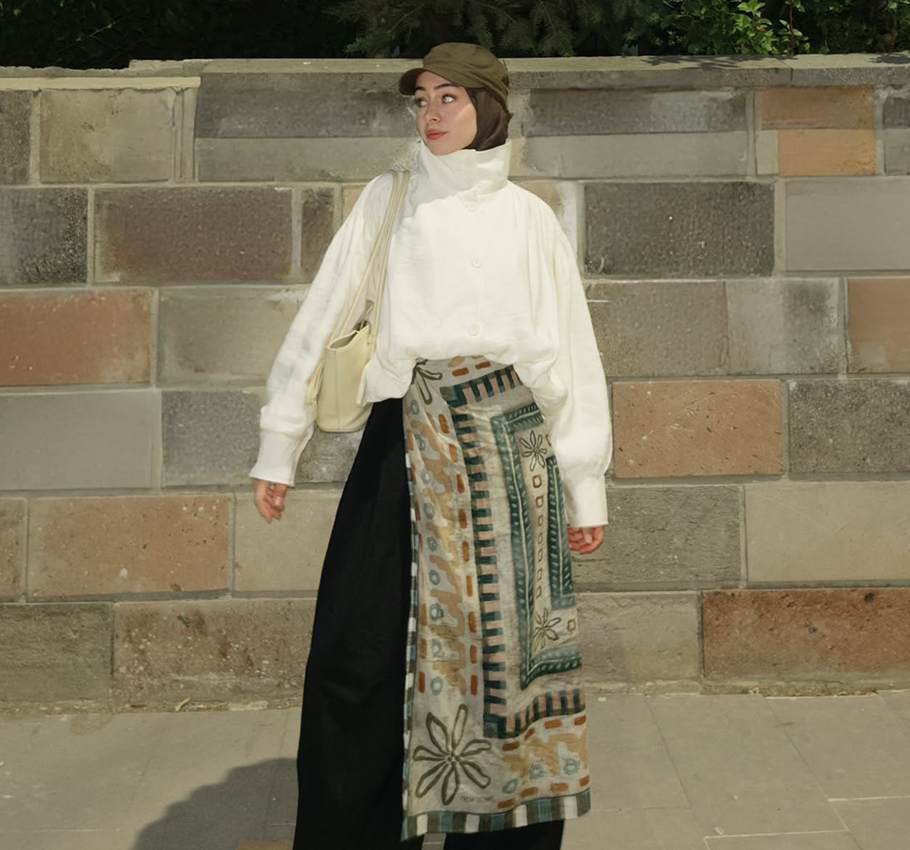 Abstract Flow Desen Vual Eşarp Yeşil
