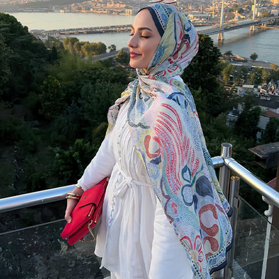 Eloria Desen Rami Viskon Şal Mavi