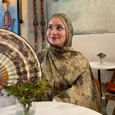 Ethnic Blossom Desen Soft Viskon Şal Çağla Yeşili