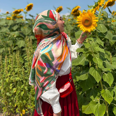 Floral Fiesta Desen Rami Viskon Şal Yeşil