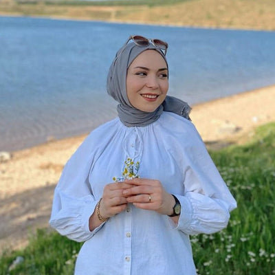 İnce Pamuk Vual Şal Gümüş