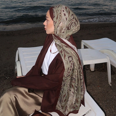 Nordic Paisley Desen Şal Kahve
