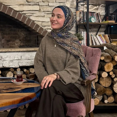 Nordic Paisley Desen Şal Mavi