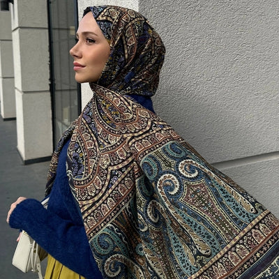Nordic Paisley Desen Şal Mavi