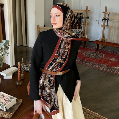 Vintage Paisley Desen Şal Kiremit