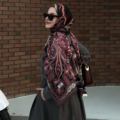 Vintage Paisley Desen Şal Mürdüm
