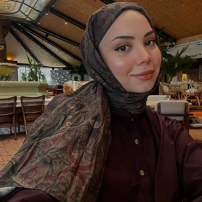 Etnic Paisley Desen Şal Koyu Kahve