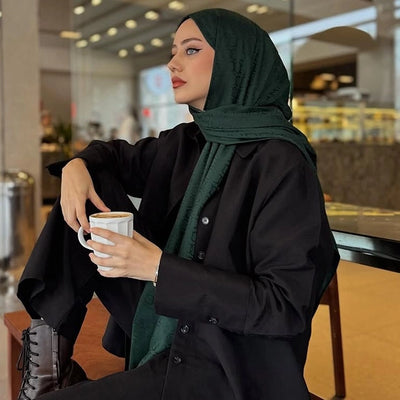 Premium Yünlü Düz Şal Zümrüt