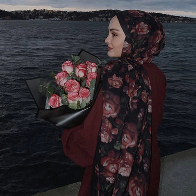 Wild Rose Desen Vual Şal Gülkurusu