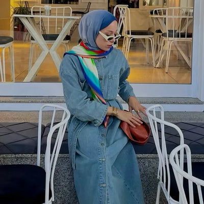 Modal Degrade Şal Lacivert-Gümüş