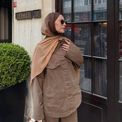 Modal Degrade Şal Kahve-Camel