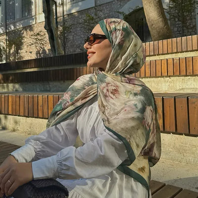 Vintage Garden Desen Rami Şal Yeşil