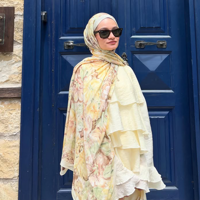 Ethnic Blossom Desen Soft Viskon Şal Somon