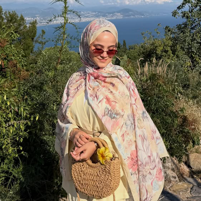 Vintage Garden Desen Rami Şal Tereyağı